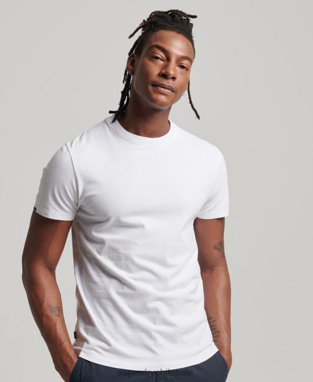 hombres Superdry blanco playera de algodón orgánico con logo esencial 2R68Z1