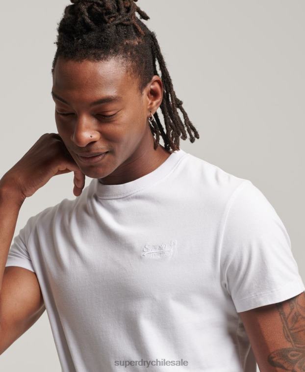 hombres Superdry blanco playera de algodón orgánico con logo esencial 2R68Z1
