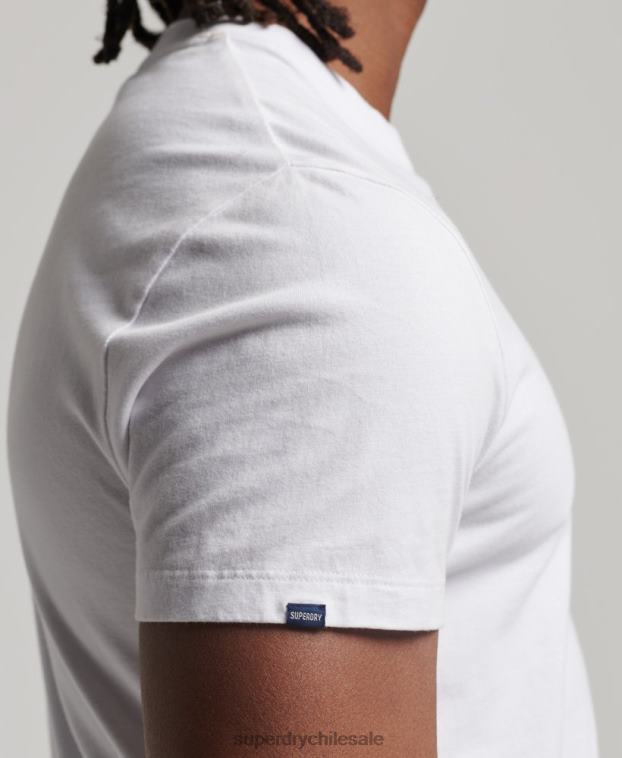 hombres Superdry blanco playera de algodón orgánico con logo esencial 2R68Z1