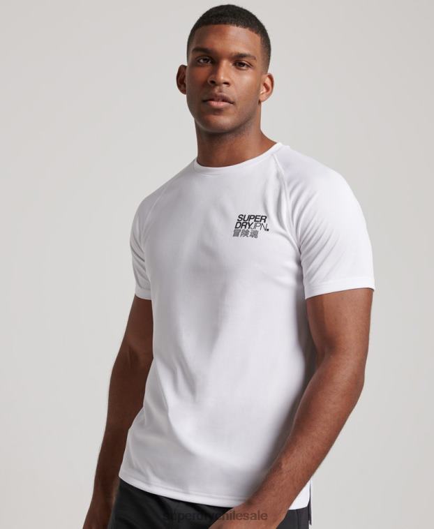 hombres Superdry blanco playera de manga corta con gráfico de tren activo 2R68Z1414