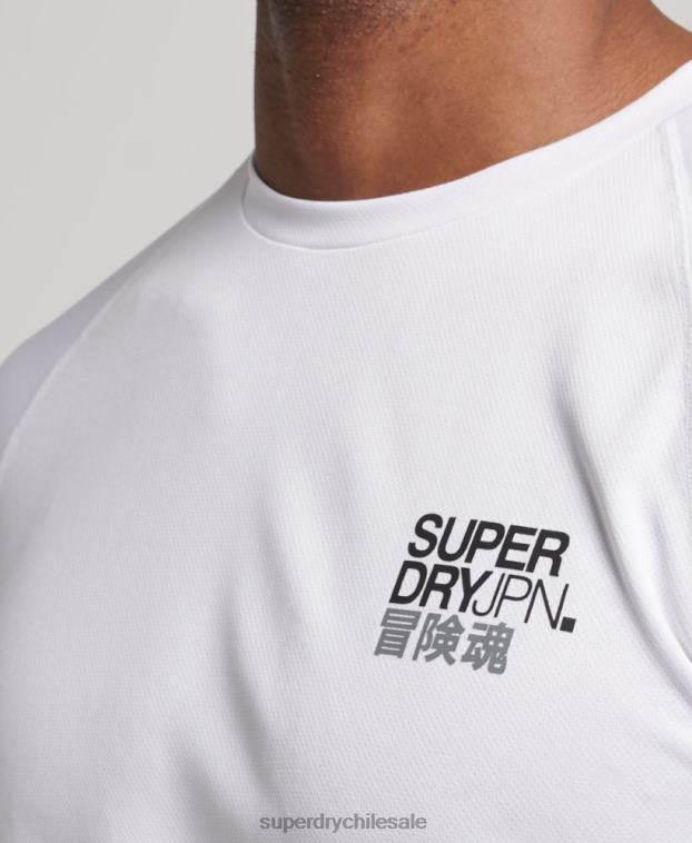 hombres Superdry blanco playera de manga corta con gráfico de tren activo 2R68Z1414