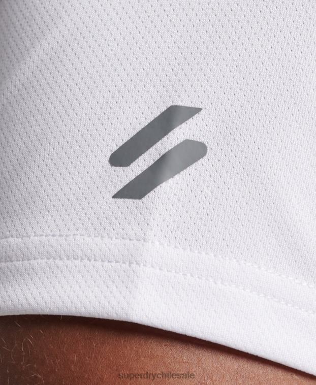 hombres Superdry blanco playera de manga corta con gráfico de tren activo 2R68Z1414