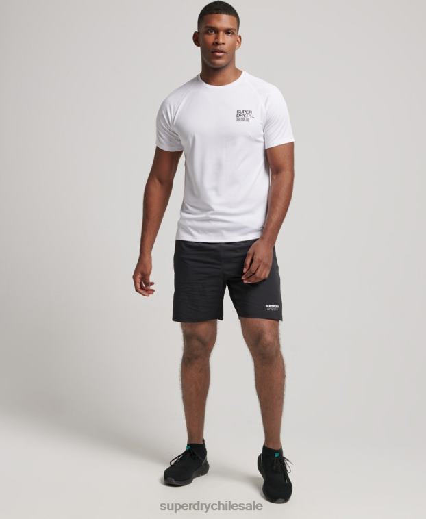 hombres Superdry blanco playera de manga corta con gráfico de tren activo 2R68Z1414