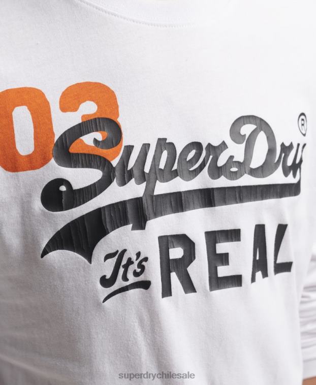 hombres Superdry blanco top clásico americano con logo vintage 2R68Z1552