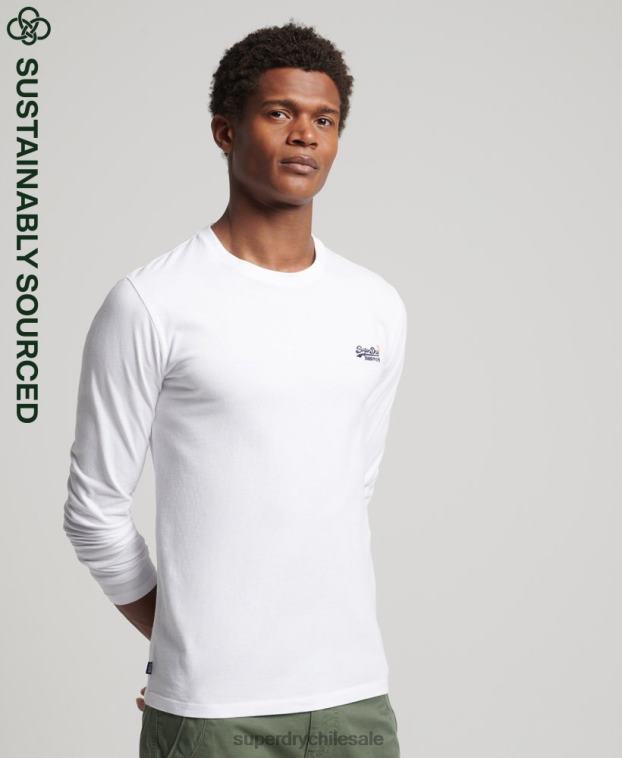 hombres Superdry blanco top de algodón orgánico con bordado vintage 2R68Z1544