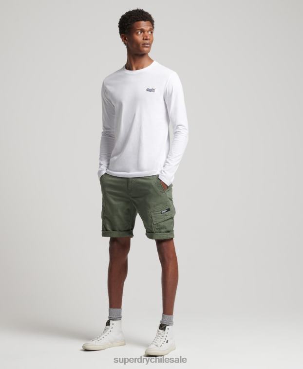 hombres Superdry blanco top de algodón orgánico con bordado vintage 2R68Z1544