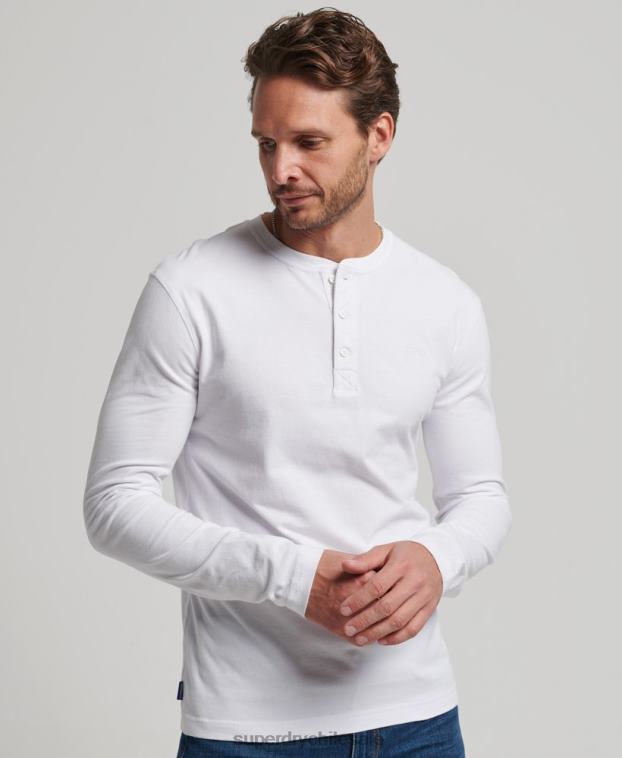 hombres Superdry blanco top de algodón orgánico con logo vintage bordado 2R68Z1460