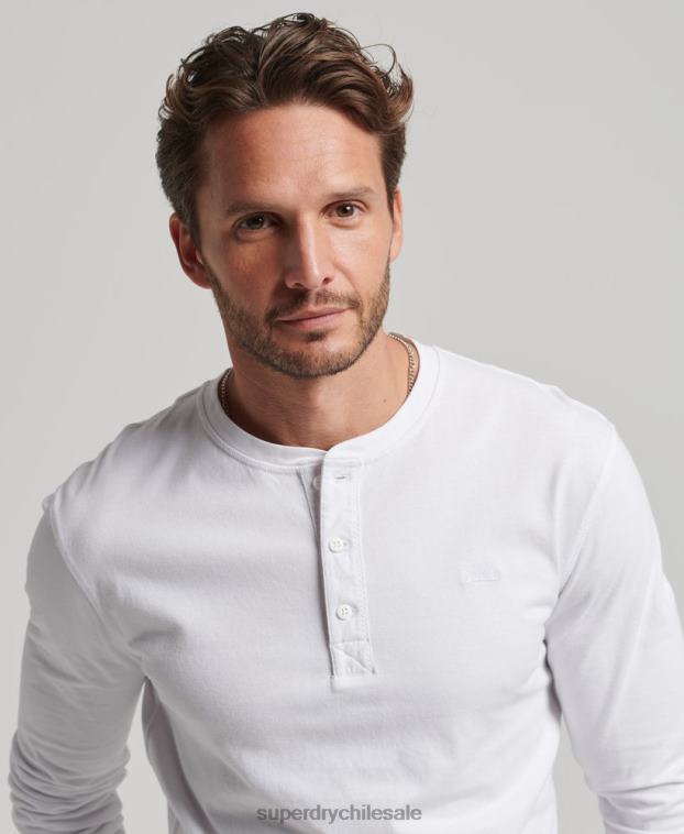 hombres Superdry blanco top de algodón orgánico con logo vintage bordado 2R68Z1460