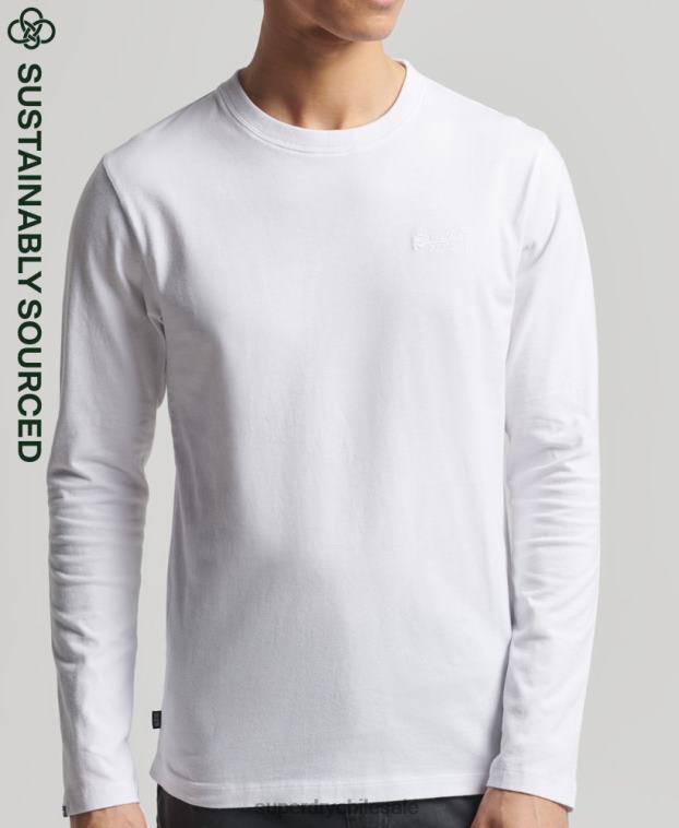 hombres Superdry blanco top de algodón orgánico con logo vintage bordado 2R68Z1539