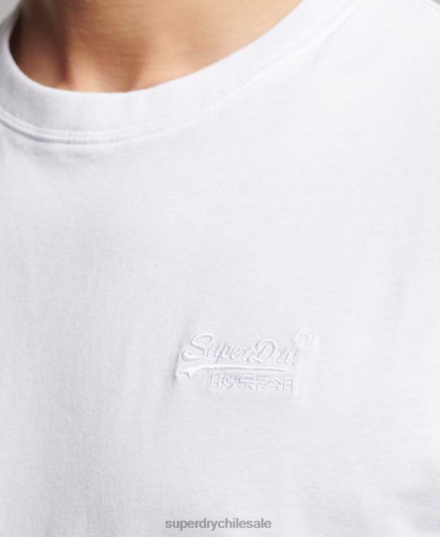 hombres Superdry blanco top de algodón orgánico con logo vintage bordado 2R68Z1539