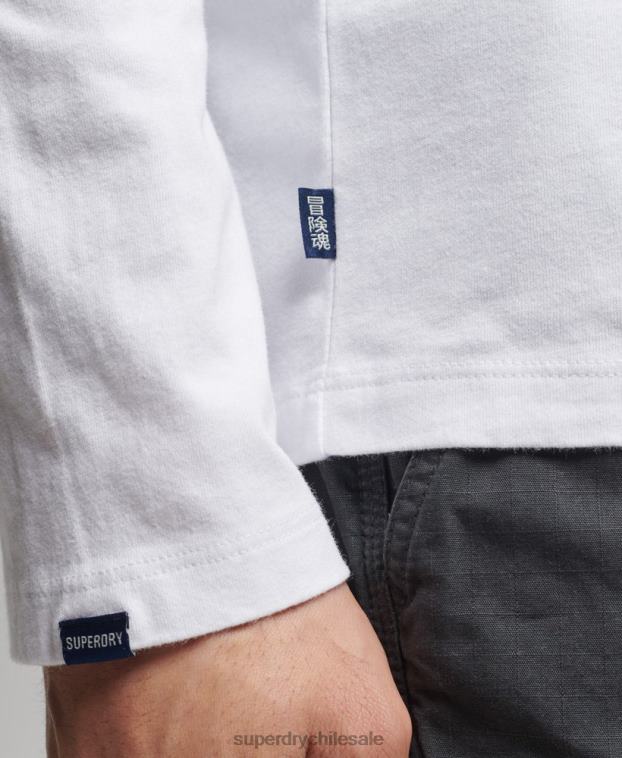 hombres Superdry blanco top de algodón orgánico con logo vintage bordado 2R68Z1539