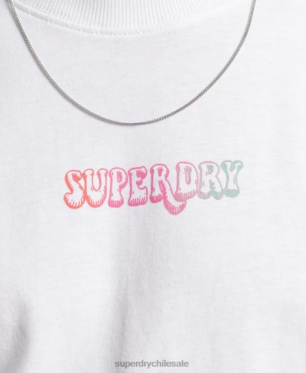 hombres Superdry blanco top de manga larga en el bosque 2R68Z1537
