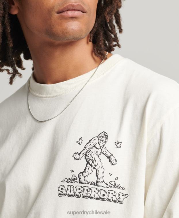 hombres Superdry blanco top de manga larga en el bosque 2R68Z1538