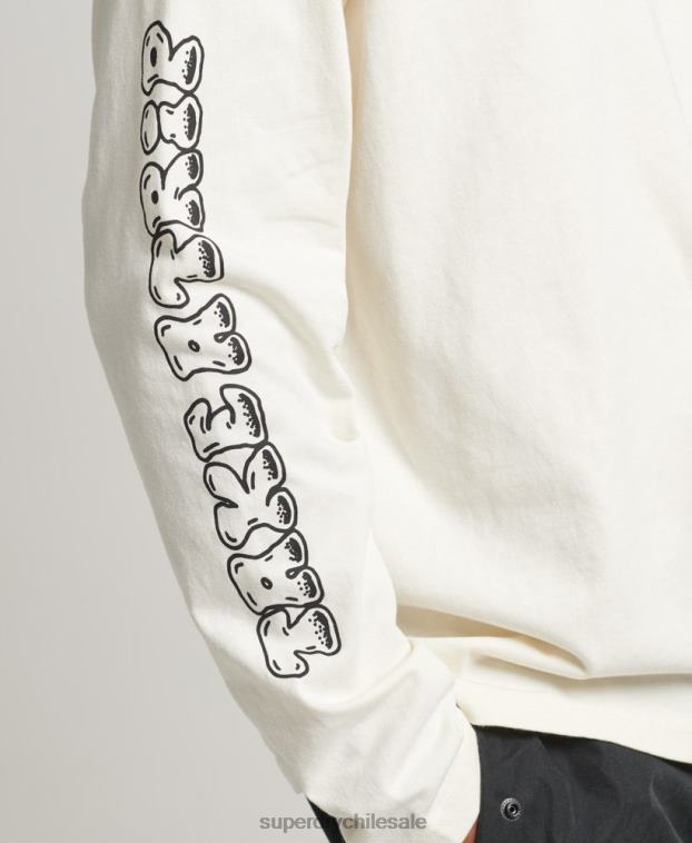 hombres Superdry blanco top de manga larga en el bosque 2R68Z1538