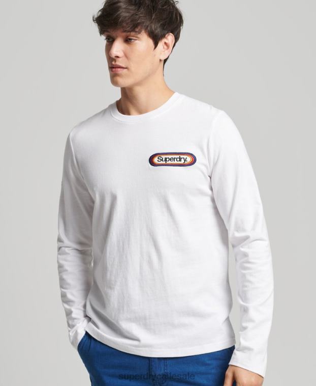 hombres Superdry blanco top de temporada con logo vintage 2R68Z1530
