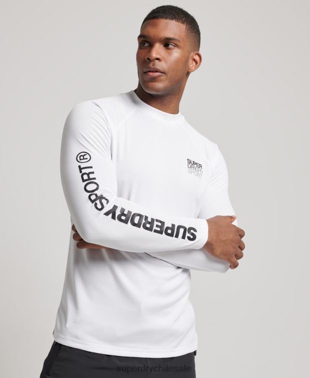 hombres Superdry blanco top de tren con cuello alzado 2R68Z1413