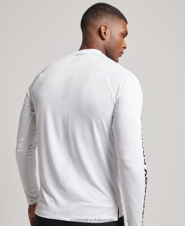hombres Superdry blanco top de tren con cuello alzado 2R68Z1413