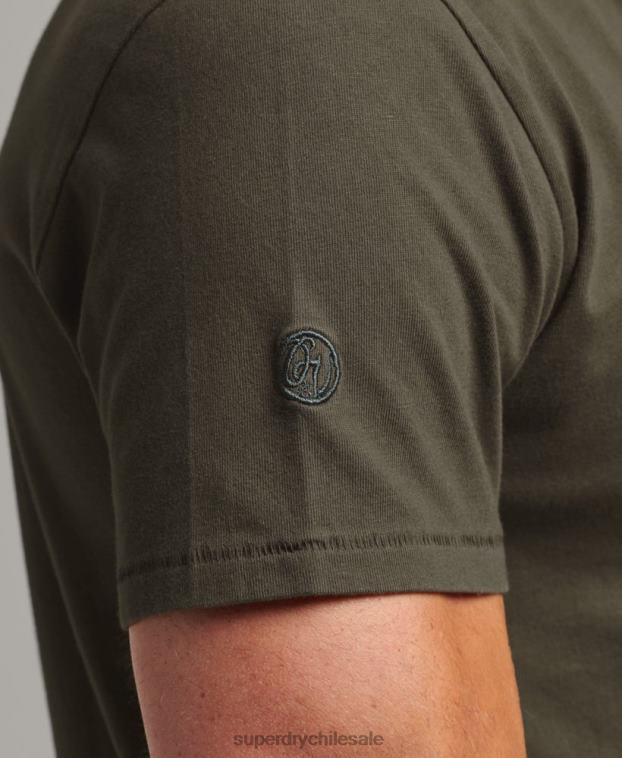 hombres Superdry caqui camiseta de algodón orgánico con bolsillo 2R68Z4869