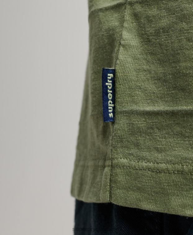 hombres Superdry caqui camiseta de algodón orgánico con textura vintage 2R68Z121