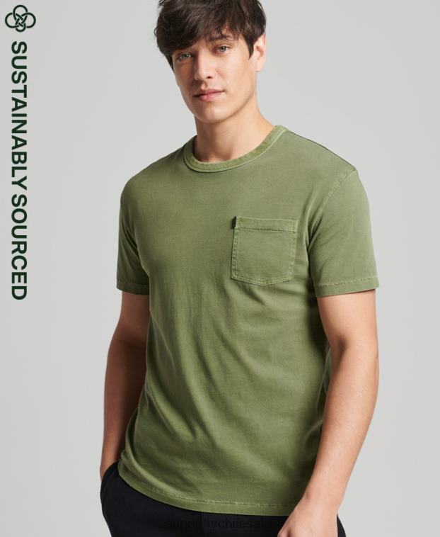 hombres Superdry caqui camiseta ranchera surfera vintage de algodón orgánico 2R68Z4946