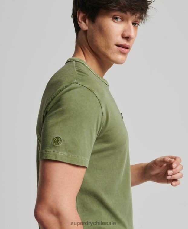 hombres Superdry caqui camiseta ranchera surfera vintage de algodón orgánico 2R68Z4946