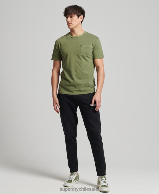 hombres Superdry caqui camiseta ranchera surfera vintage de algodón orgánico 2R68Z4946