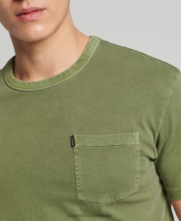 hombres Superdry caqui camiseta ranchera surfera vintage de algodón orgánico 2R68Z4946