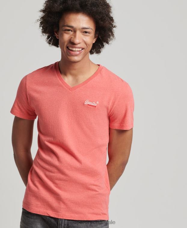 hombres Superdry coral camiseta clásica de algodón orgánico con cuello de pico 2R68Z4809