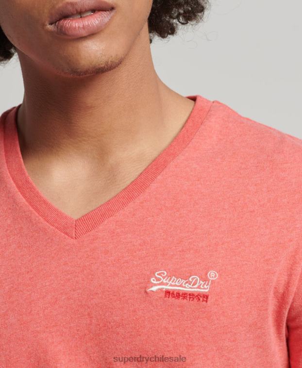 hombres Superdry coral camiseta clásica de algodón orgánico con cuello de pico 2R68Z4809