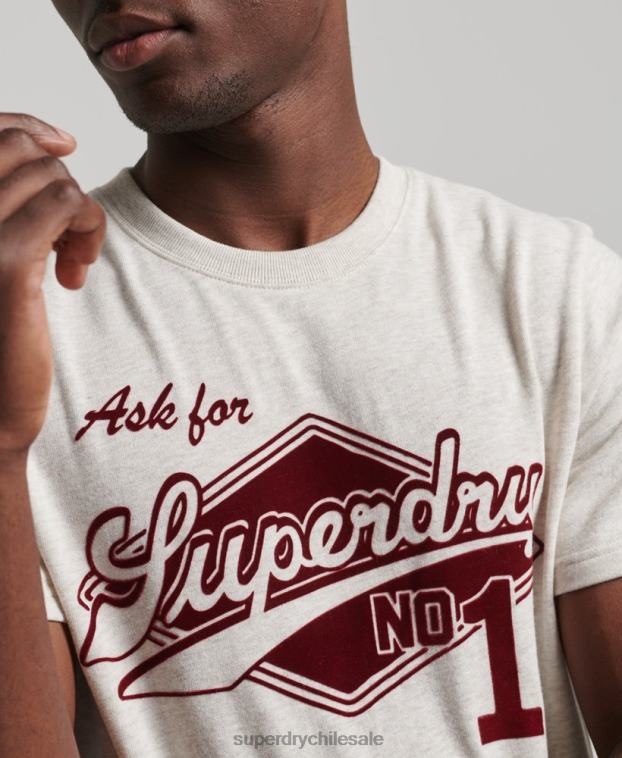 hombres Superdry crema camiseta colegial estilo script vintage 2R68Z4953
