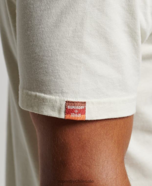hombres Superdry crema camiseta con guión de nostalgia 2R68Z4971