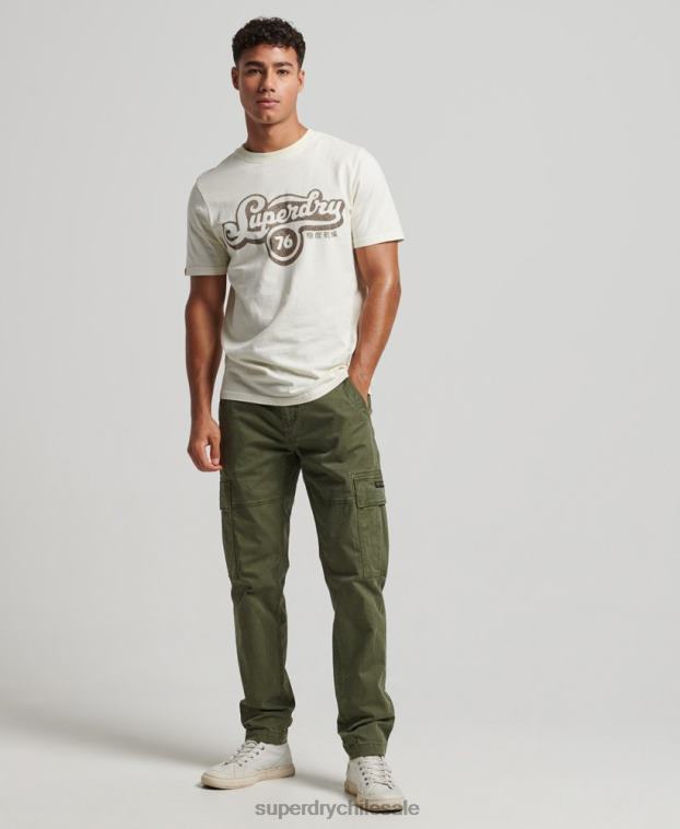 hombres Superdry crema camiseta con guión de nostalgia 2R68Z4971