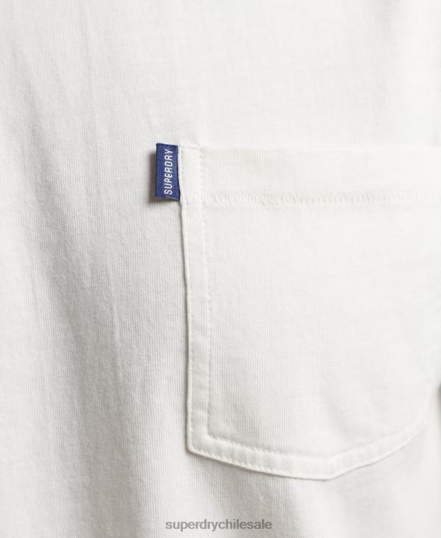 hombres Superdry crema camiseta de algodón orgánico con bolsillo 2R68Z4798