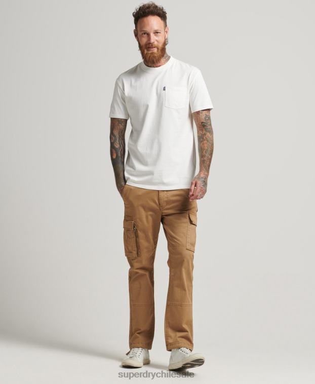 hombres Superdry crema camiseta de algodón orgánico con bolsillo 2R68Z4798