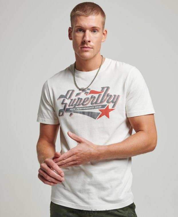 hombres Superdry crema camiseta de auto industrial vintage 2R68Z6