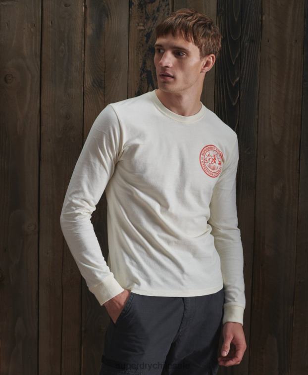 hombres Superdry crema camiseta de manga larga everest 2R68Z1572