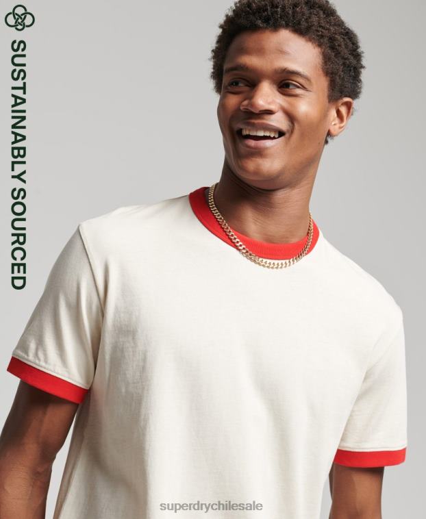 hombres Superdry crema camiseta holgada vintage de algodón orgánico con cuello vuelto 2R68Z4957