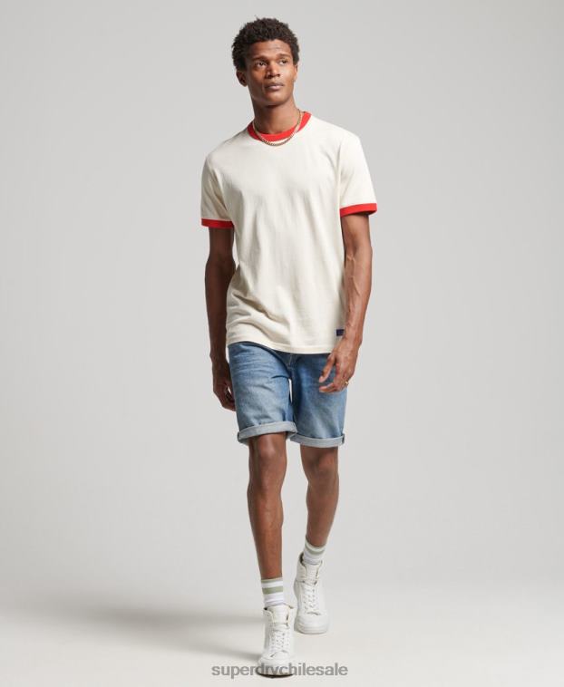 hombres Superdry crema camiseta holgada vintage de algodón orgánico con cuello vuelto 2R68Z4957