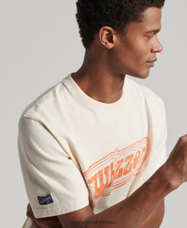 hombres Superdry crema camiseta vintage de mi generación 2R68Z4947