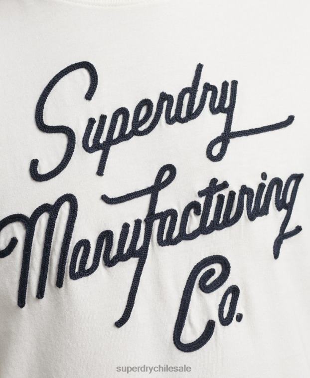 hombres Superdry crema playera con logo bordado 2R68Z4851