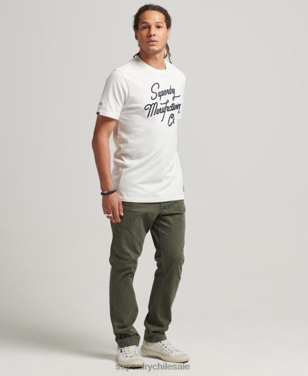 hombres Superdry crema playera con logo bordado 2R68Z4851