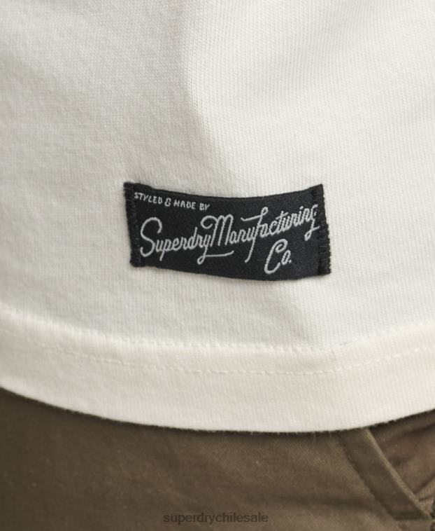 hombres Superdry crema playera con logo de guión del centro de los 80 2R68Z4897