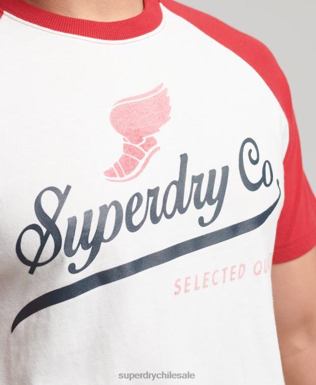 hombres Superdry crema playera raglán con gráfico de Aquiles 2R68Z4802