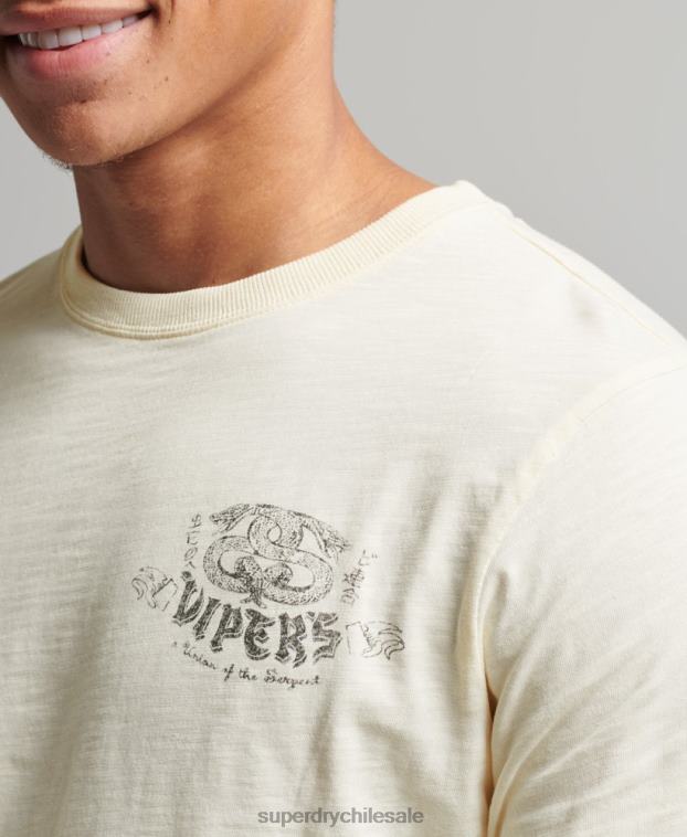 hombres Superdry crema top de manga larga con diseño opaco de algodón orgánico 2R68Z1504