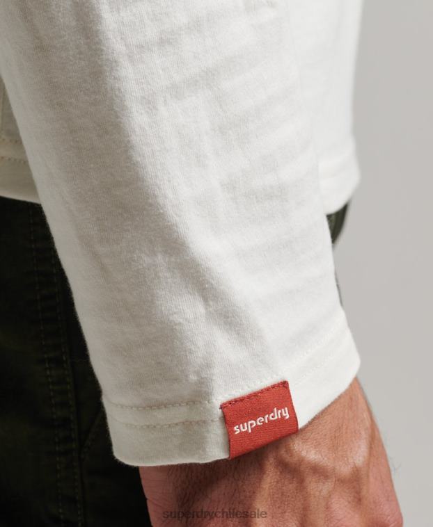 hombres Superdry crema top de manga larga neón con logo vintage 2R68Z1495