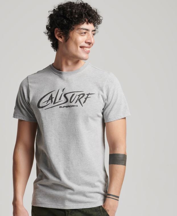 hombres Superdry gris camiseta cali vintage 2R68Z4909