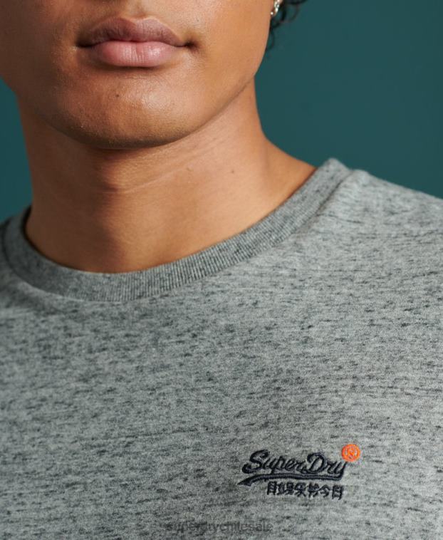 hombres Superdry gris camiseta de algodón orgánico con bordado vintage 2R68Z6477