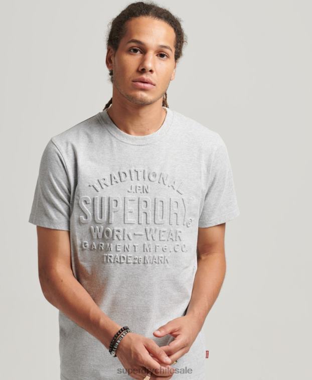 hombres Superdry gris camiseta estilo script en relieve 2R68Z4855