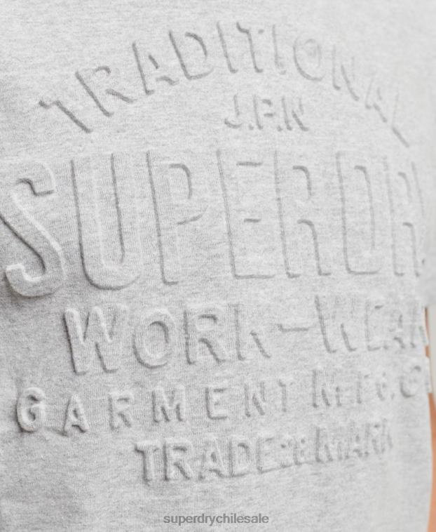 hombres Superdry gris camiseta estilo script en relieve 2R68Z4855