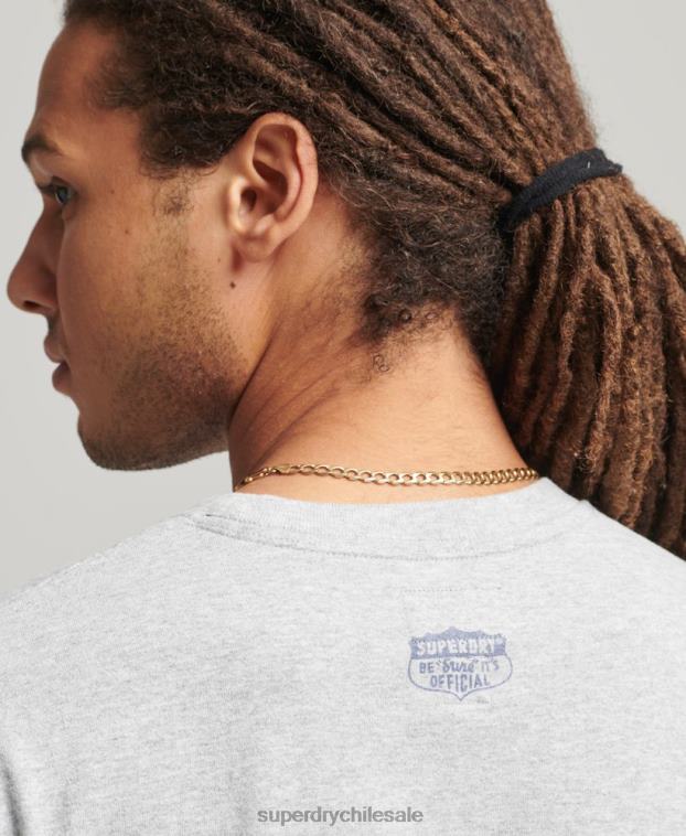 hombres Superdry gris camiseta estilo script en relieve 2R68Z4855
